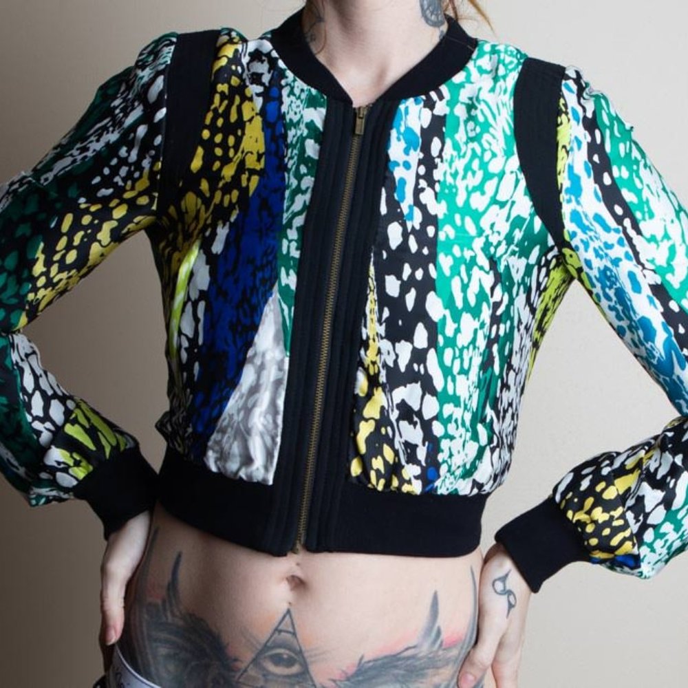 BCBG - boho light black and white bomber jacket